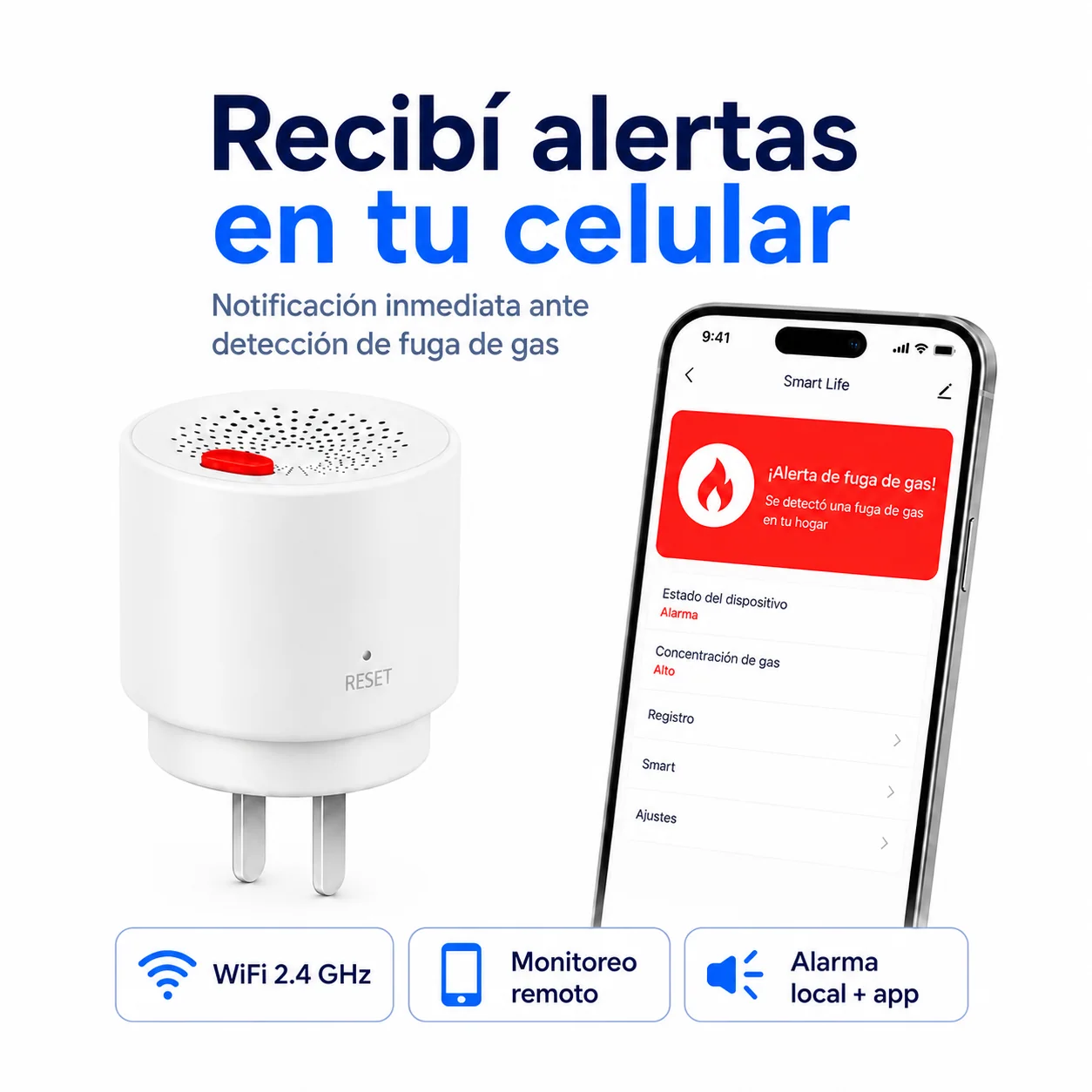 Detector de fuga de gas, detalle 2